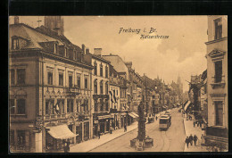 AK Freiburg I. Br., Blick In Die Kaiserstrasse, Strassenbahn  - Freiburg I. Br.