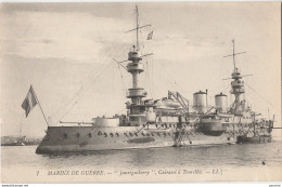 M9- MARINE DE GUERRE  - " JAUREGUIBERRY " , CUIRASSE A TOURELLES  - (2 SCANS) - Warships