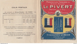 FEUILLET PUBLICITAIRE - LE PIVERT MANUFACTURE FRANCAISE DES ATTRAPES MOUCHES - ETS J . BECH - LAFFITE SUR LOT - (2 SCANS - Advertising