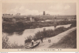 M4-37) SAVONNIERES (INDRE ET LOIRE) LE PONT SUR LE CHER - (ANIMEE - PERSONNAGES - BARQUE - 2 SCANS)   - Autres & Non Classés