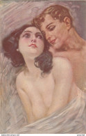  M1- ILLUSTRATEUR METLICOVITZ -  COUPLE - FEMME  SEINS NUS - ART NOUVEAU - (N° 5 - 2 SCANS)  - Other & Unclassified