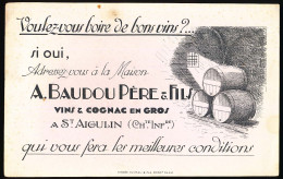 Buvard  24 X 15,1 A. BAUDOU Père & Fils Vins Et Cognac En Gros à SAINT AIGULFIN (Charente Inférieur - Maritime) - Liquor & Beer