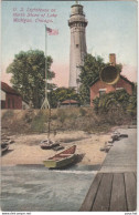 N22- U.S. LIGHTHOUSE ON NORTH SHORE OF LAKE MICHIGAN , CHICAGO  - (2 SCANS) - Chicago