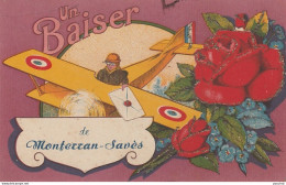 09-32) MONFERRAN SAVES (GERS) UN BAISER - AEROPLANE AVEC FLEURS ROSES - AVION  - 2 SCANS) - Sonstige & Ohne Zuordnung