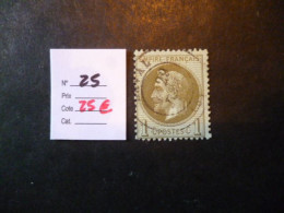 Timbre France Oblitéré N° 25  1870 - 1863-1870 Napoléon III Lauré