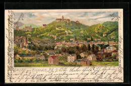 Lithographie Eisenach, Gesamtansicht Mit Burgberg  - Eisenach