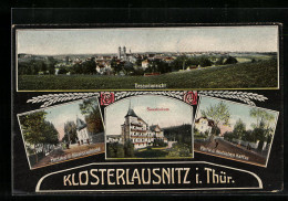 AK Klosterlausnitz I. Thür., Gesamtansicht, Partie A. D. Klosterschenke, Kurhaus, Partie A. Deutschen Kaffee  - Bad Klosterlausnitz
