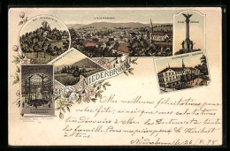Lithographie Niederbronn, Kurhaus, Armee-monument, Alt Windstein  - Sonstige & Ohne Zuordnung
