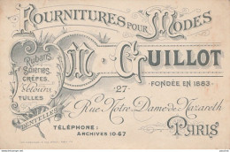 75) PARIS (3°) M. GUILLOT - FOURNITURES POUR MODES - SOIRIES - RUBANS CREPES - 27 RUE NOTRE DAME DE NAZARETH - 2 SCANS) - District 03