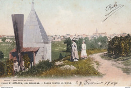 P13-33) SAINT EMILION , PRES LIBOURNE -  CANON CONTRE LA GRELE - (ANIMEE - PERSONNAGES - COLORISEE - 1904 - 2 SCANS) - Saint-Emilion