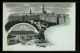 Lithographie Clair De Lune Strassburg, Central-La Gare, Kleberplatz  - Sonstige & Ohne Zuordnung