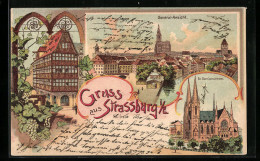 Lithographie Strassburg, Ev. Garnisonskirche, General-Ansicht  - Sonstige & Ohne Zuordnung