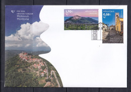 CROATIA  2024,TURISM,TURISMUS,MOTOVUN,MONTONA,WINE,,RELIGION,FLAG,FDC - Croatie