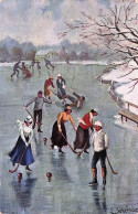 Illustrateur Signé  - Scene De Hockey Sur Glace - 1909 - Other & Unclassified