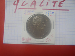 +++QUALITE Et SPLENDIDE PATINE+++ITALIE 5 LIRE 1879 ARGENT+++QUALITE+++(A.1) - 1878-1900 : Umberto I.