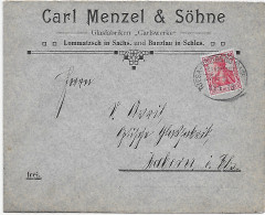 Glasfabrik Lommatzsch/Bunzlau Sachsen Mit Bahnpoststempel Riesa-Freiberg, 1913 - Lettres & Documents