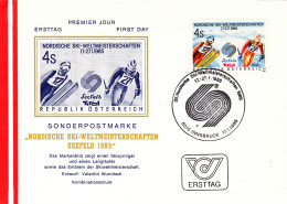 AUSTRIA POSTAL HISTORY / SKI ,INNSBRUCK 1985 ,CARD,FDC. - Skiing