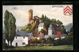 Künstler-AK Eppstein, Burgruine Mit Häusern Und Wappen  - Other & Unclassified