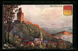 Künstler-AK Falkenstein I.T., Ortsansicht Mit Burgruine  - Other & Unclassified