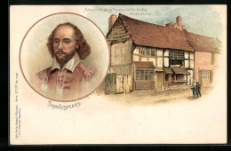 Lithographie Shakespeare, Portrait Und Haus  - Writers