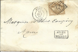 2L5 --- 47 AGEN GC 10c Empire Dentelé Après Le Départ Lettre Locale - 1849-1876: Période Classique