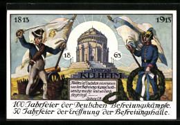 AK Kelheim, 50 Jahre Eröffnung D. Befreiungshalle & 100 Jahre Befreiungskriege 1813-1913, Soldaten  - Other Wars