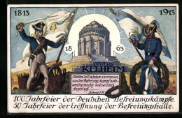 AK Kelheim, 50 Jahre Eröffnung D. Befreiungshalle & 100 Jahre Befreiungskriege 1813-1913, Soldaten  - Other Wars