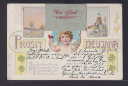 Ansichtskarte Jugendstil Art Nouveau Liebesbrief Leporelloe Neujahrs Engel Tolle - Other & Unclassified