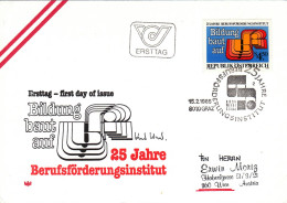 AUSTRIA POSTAL HISTORY / BILDUNG BAUT AUF ,INSTITUT 1985 ,COVER,FDC. - FDC