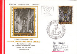 AUSTRIA POSTAL HISTORY / ARHITECTURE DIOZESE LINZ 1985 ,COVER,FDC. - FDC