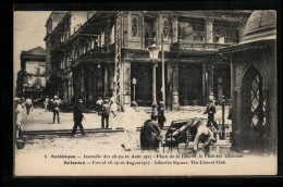 AK Salonica, Fire 1917, Libertée Square, The Liberal Club  - Griechenland