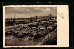 AK Duisburg-Ruhrort, Hafen Mit Brücke Aus Der Vogelschau  - Other & Unclassified