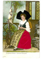 68 . ALSACE . COSTUMES . ALSACIENNE . ELSASSERIN . GAUFFREE. ROBE EN TISSUS . ROUET - Autres & Non Classés