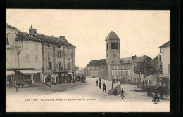 CPA Gourdon, Place Et Église Des Cordeliers  - Gourdon