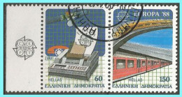 GREECE- GRECE- HELLAS 1988:  Europa CEPT  See-tenant- From Booklet used - Used Stamps