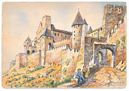 CPSM 10.5 X 15 Barre Dayez CARCASSONNE (Aude) La Porte D'Aude Illustrateur Barday - Barday
