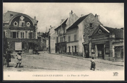 CPA Cormeilles-en-Parisis, La Place De L`Eglise  - Cormeilles En Parisis