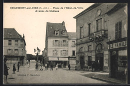 CPA Beaumont-sur-Oise, Place De L`Hôtel-de-Ville, Avenue Du Château  - Beaumont Sur Oise