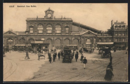 CPA Lille, La Gare & Das Buffet Avec Des Passants  - Lille