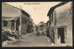CPA St. Souplet, Vue De La Rue Avec Arbeitern  - Other & Unclassified
