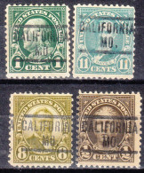 USA Precancel Vorausentwertungen Preo Locals Missouri, California 549, 4 Diff. Perf. 2 X 11x11, 2 X 11x10 1/2 - Precancels