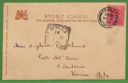 Ad0781 - GB - Postal History -  Postcard From Douglas To Italy 1903 - Briefe U. Dokumente