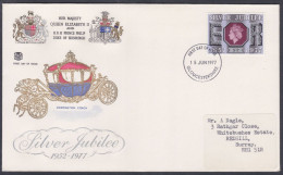 GB Great Britain 1977 Private FDC Queen Elizabeth II, Royal, Royalty, Silver Jubilee, Coronation Coach, First Day Cover - Covers & Documents