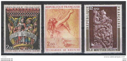 FRANCE:  1973  OEUVRES  D' ART  -  S. CPL. 3  VAL. N. -  YV/TELL. 1741/43 - Unused Stamps