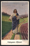 Künstler-AK Alfred Mailick: Jesus Mit Blumensträusschen - Ostergruss  - Mailick, Alfred