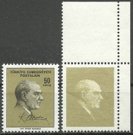 Turkey; 1965 Regular Issue Stamp 50 K. ERROR "Ground Color Missing" - Unused Stamps