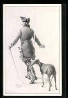 Künstler-AK König Friedrich II. (der Grosse) Mit Hund  - Royal Families