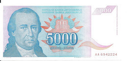 YOUGOSLAVIE 5000 DINARA 1994 XF+ P 141 - Yugoslavia