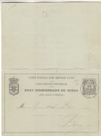 Congo Belge - Carte Postale De 1890 ? - Avec Carte Réponse - Entier Postal - Oblit Banana - - 1884-1894