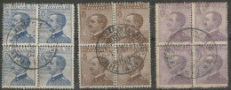 Italy Kingdom Regno 1908 Michetti C.25,c.40c.50 - Serie Cpl Set 3v - In Quartine Usate - In Used Block4 - Lotti E Collezioni